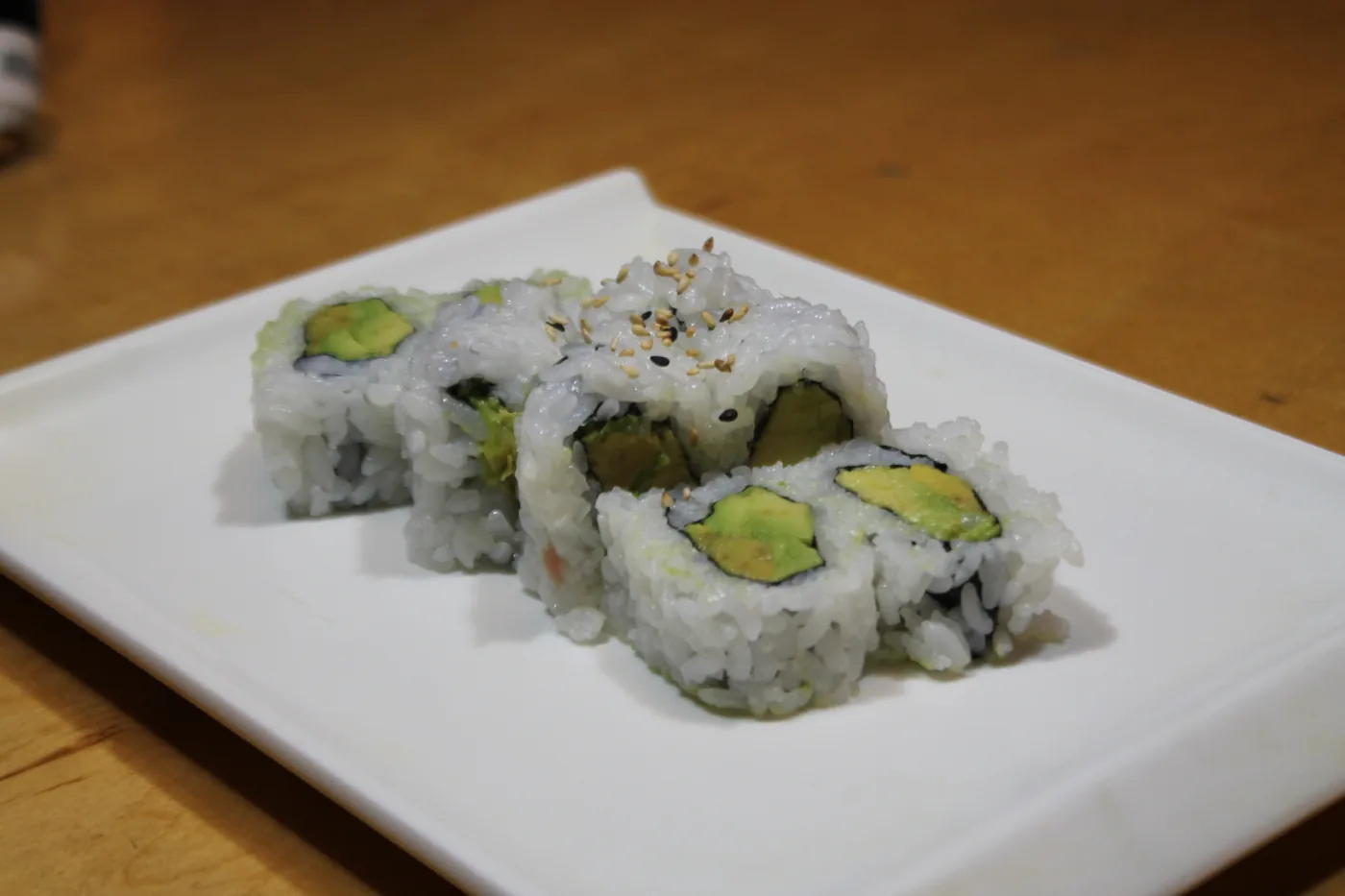 Avocado Roll, a small roll with avocado in the centre